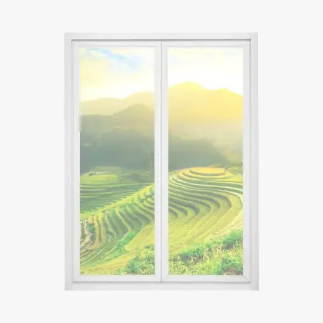Pegatina para ventana arrozales en terrazas al amanecer – Pixers®