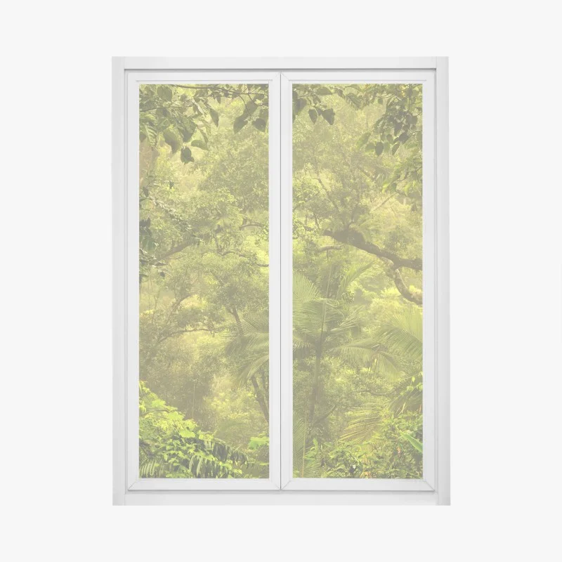 Pegatina para ventana amanecer dorado en la selva de Cairns