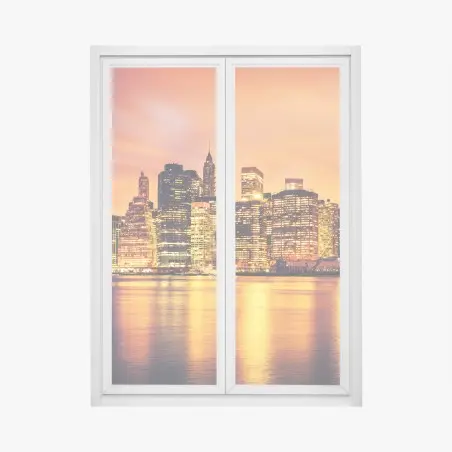Pegatina para ventana atmósfera dorada de Manhattan al atardecer – Pixers®