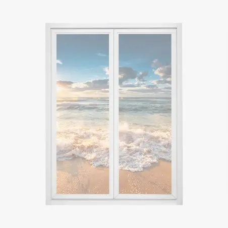 Pegatina para ventana amanecer dorado sobre el mar – Pixers®