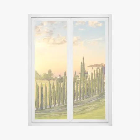 Pegatina para ventana atardecer dorado en Toscana – Pixers®