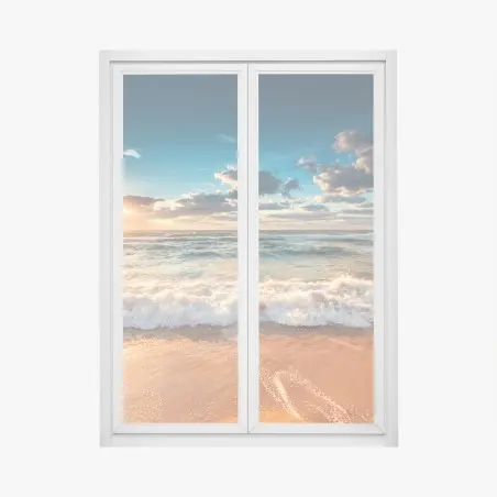 Pegatina para ventana amanecer dorado sobre el mar – Pixers®