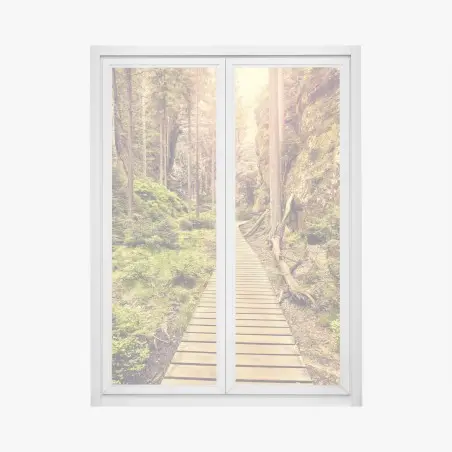 Pegatina para ventana camino de madera entre rocas en Adrspach Teplice – Pixers®