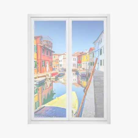 Pegatina para ventana canal colorido en Burano – Pixers®