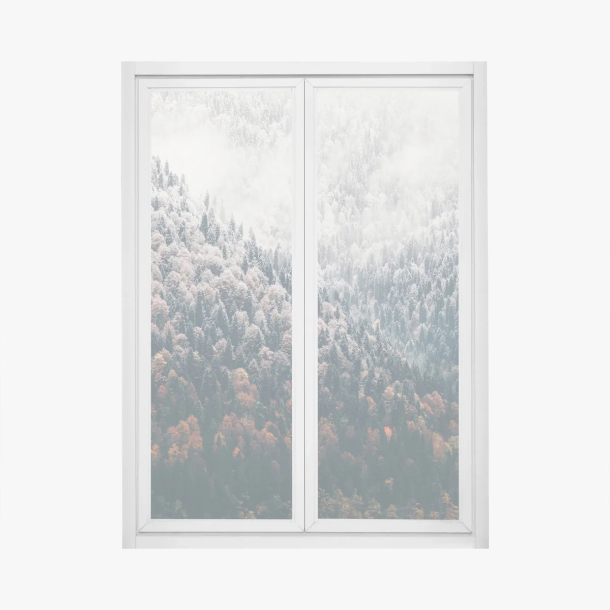 Pegatina para ventana bosque otoñal entre niebla y nieve – Pixers® Pegatina para ventana bosque otoñal entre niebla y nieve – Pixers®