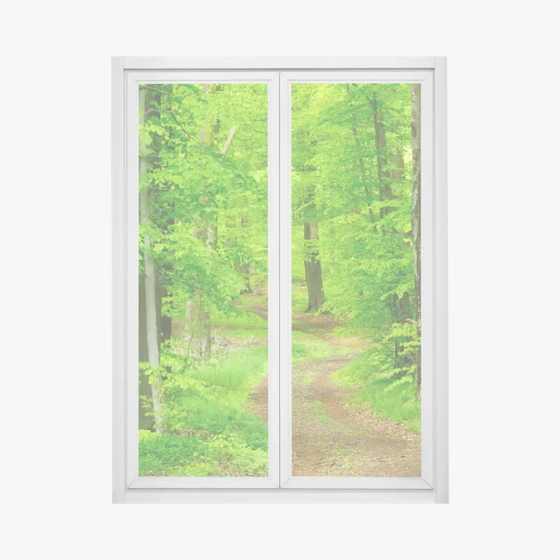 Pegatina para ventana sendero sereno en bosque primaveral