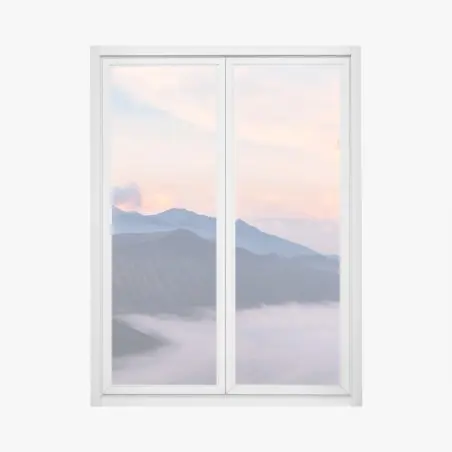 Pegatina para ventana amanecer en globo sobre montañas – Pixers®