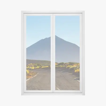 Pegatina para ventana ruta hacia la cumbre volcánica al atardecer – Pixers®