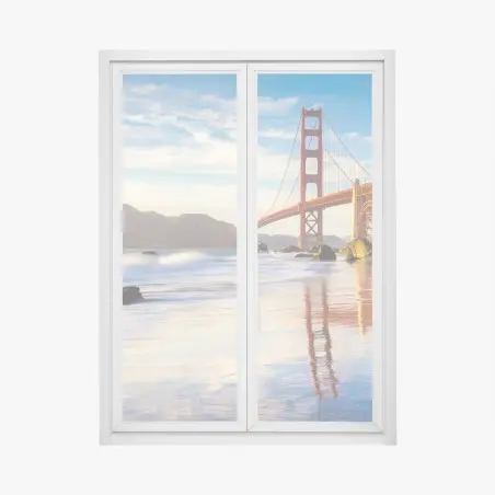Pegatina para ventana atardecer sobre el Golden Gate en San Francisco – Pixers®