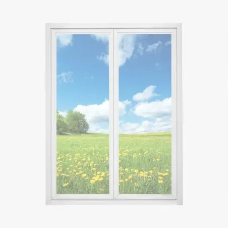 Pegatina para ventana pradera de dientes de león bajo cielo azul – Pixers®