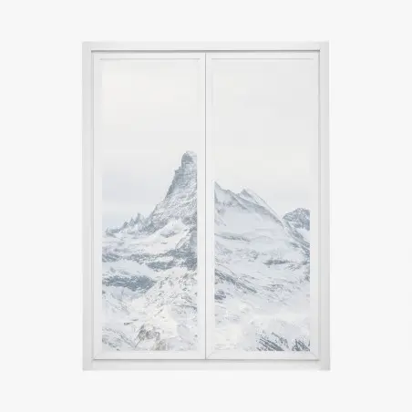 Pegatina para ventana pico alpino nevado y sereno – Pixers®