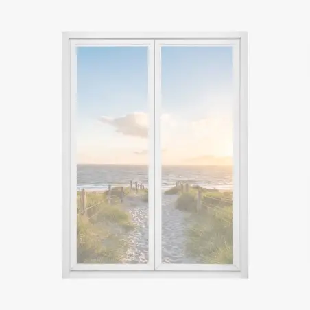 Pegatina para ventana sendero hacia la playa al atardecer – Pixers®