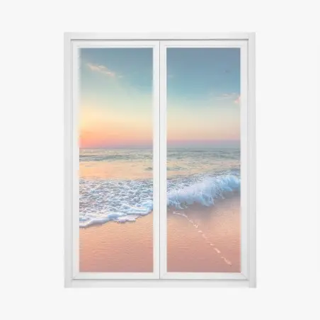 Pegatina para ventana amanecer sereno sobre el mar – Pixers®
