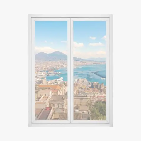 Pegatina para ventana vista panorámica de Nápoles y el Vesubio – Pixers®
