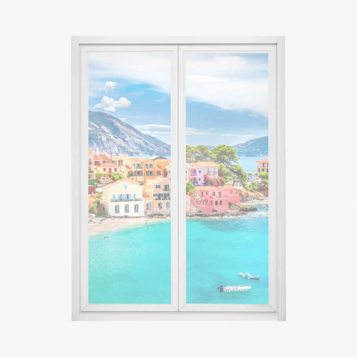 Pegatina para ventana encanto costero de Assos, Kefalonia – Pixers® Pegatina para ventana encanto costero de Assos, Kefalonia – Pixers®