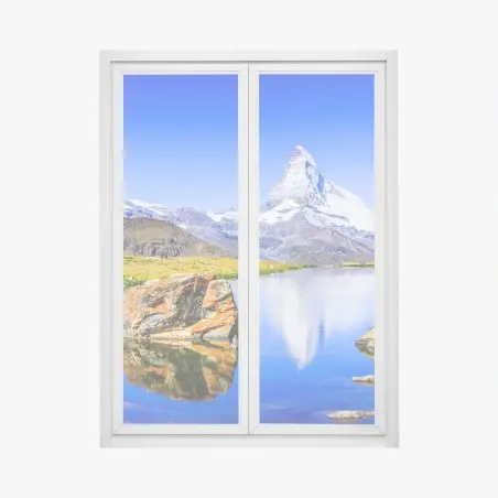Pegatina para ventana reflejo del Matterhorn en Zermatt – Pixers®