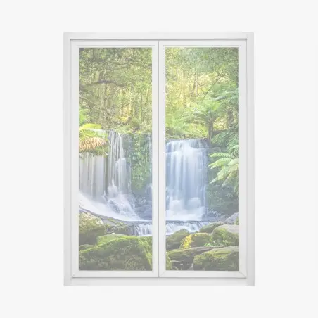 Pegatina para ventana escena de cascada junto a Horseshoe Falls en Mt Field National Park, Tasmania – Pixers®