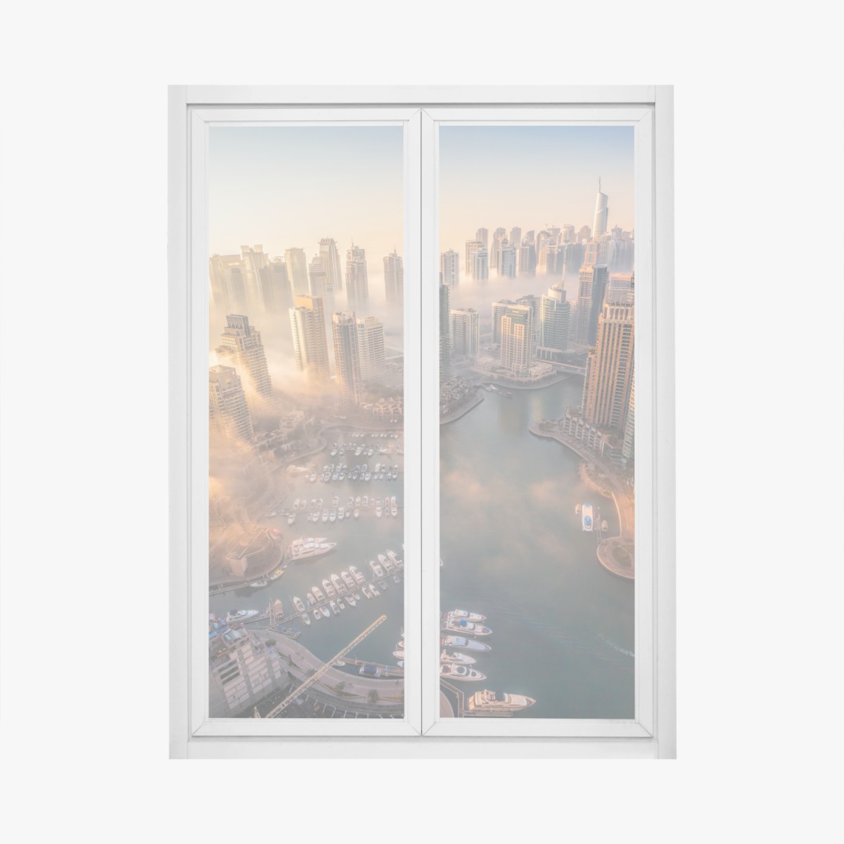 Pegatina para ventana vistas aéreas de Dubai Marina al atardecer – Pixers®