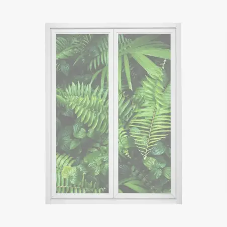 Pegatina para ventana mural de hojas tropicales y helechos – Pixers®