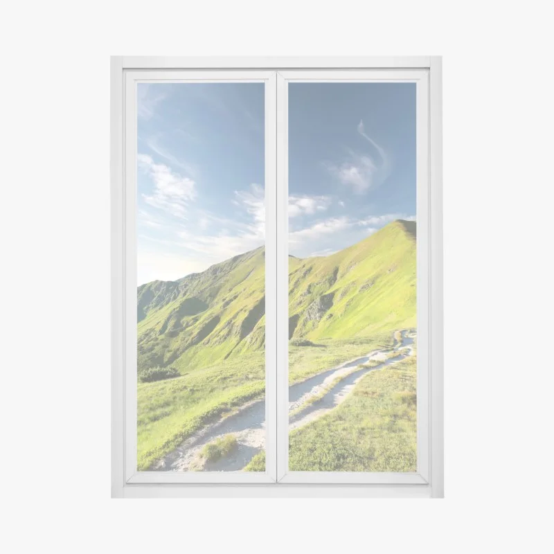 Pegatina para ventana sendero hacia las cumbres verdes