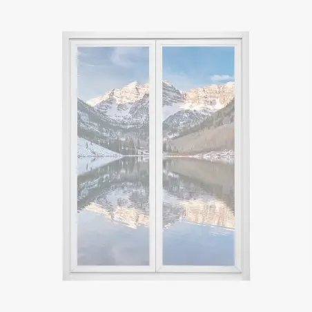 Pegatina para ventana reflejos de montaña al amanecer – Pixers®