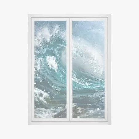 Pegatina para ventana ola turquesa en movimiento – Pixers®