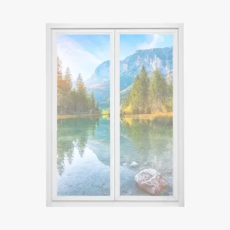 Pegatina para ventana atardecer otoñal en Hintersee, Ramsau – Pixers®