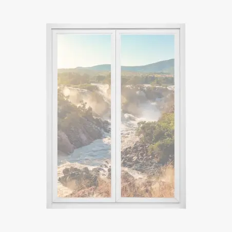 Pegatina para ventana amanecer en Epupa, cascadas del río Kunene en Namibia – Pixers®