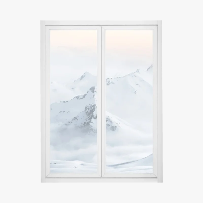 Pegatina para ventana amanecer sobre picos nevados del Cáucaso