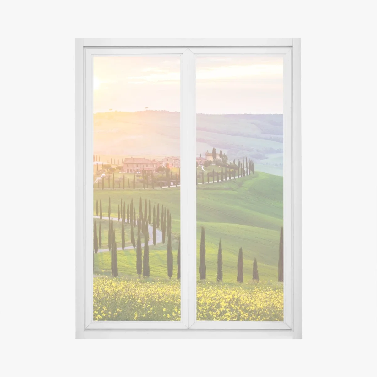 Pegatina para ventana paisaje ondulado de Toscana al amanecer – Pixers® Pegatina para ventana paisaje ondulado de Toscana al amanecer – Pixers®
