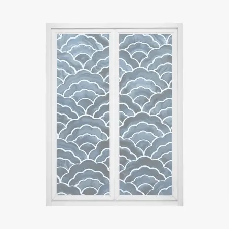 Pegatina para ventana patrón de olas japonesas en acuarela azul – Pixers®
