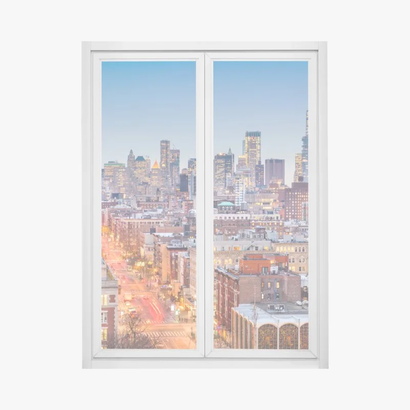 Pegatina para ventana panorama urbano de Nueva York al atardecer