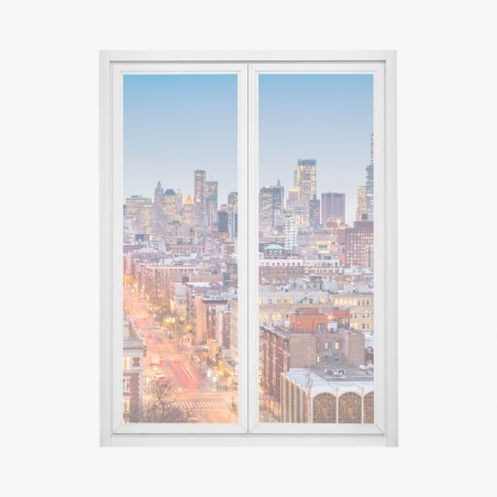 Pegatina para ventana panorama urbano de Nueva York al atardecer – Pixers®