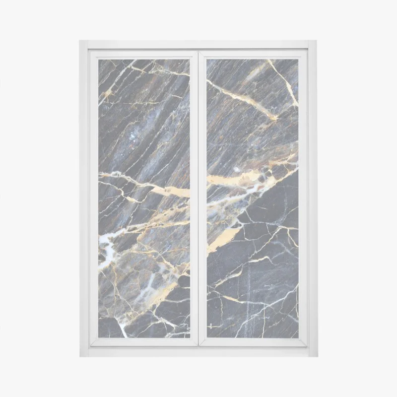 Pegatina para ventana mármol azul oscuro con vetas doradas