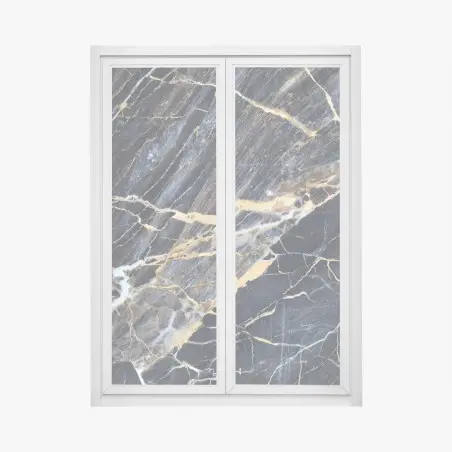 Pegatina para ventana mármol azul oscuro con vetas doradas – Pixers®