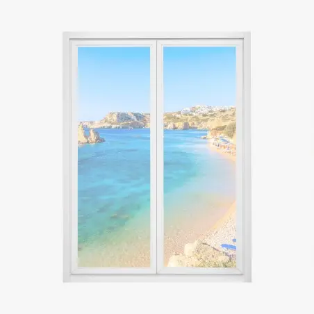 Pegatina para ventana vista panorámica de la bahía de Ammopi, Karpathos, Grecia – Pixers®