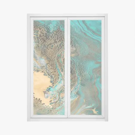 Pegatina para ventana mar de turquesa y oro – Pixers®