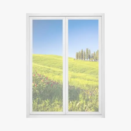 Pegatina para ventana colinas verdes y cipreses en el horizonte – Pixers®
