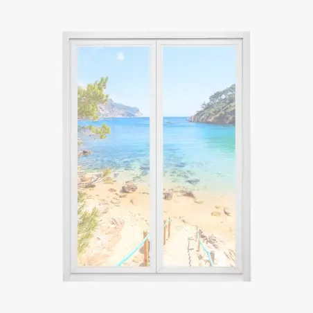 Pegatina para ventana escaleras hacia la cala Aiguablava, Costa Brava – Pixers®