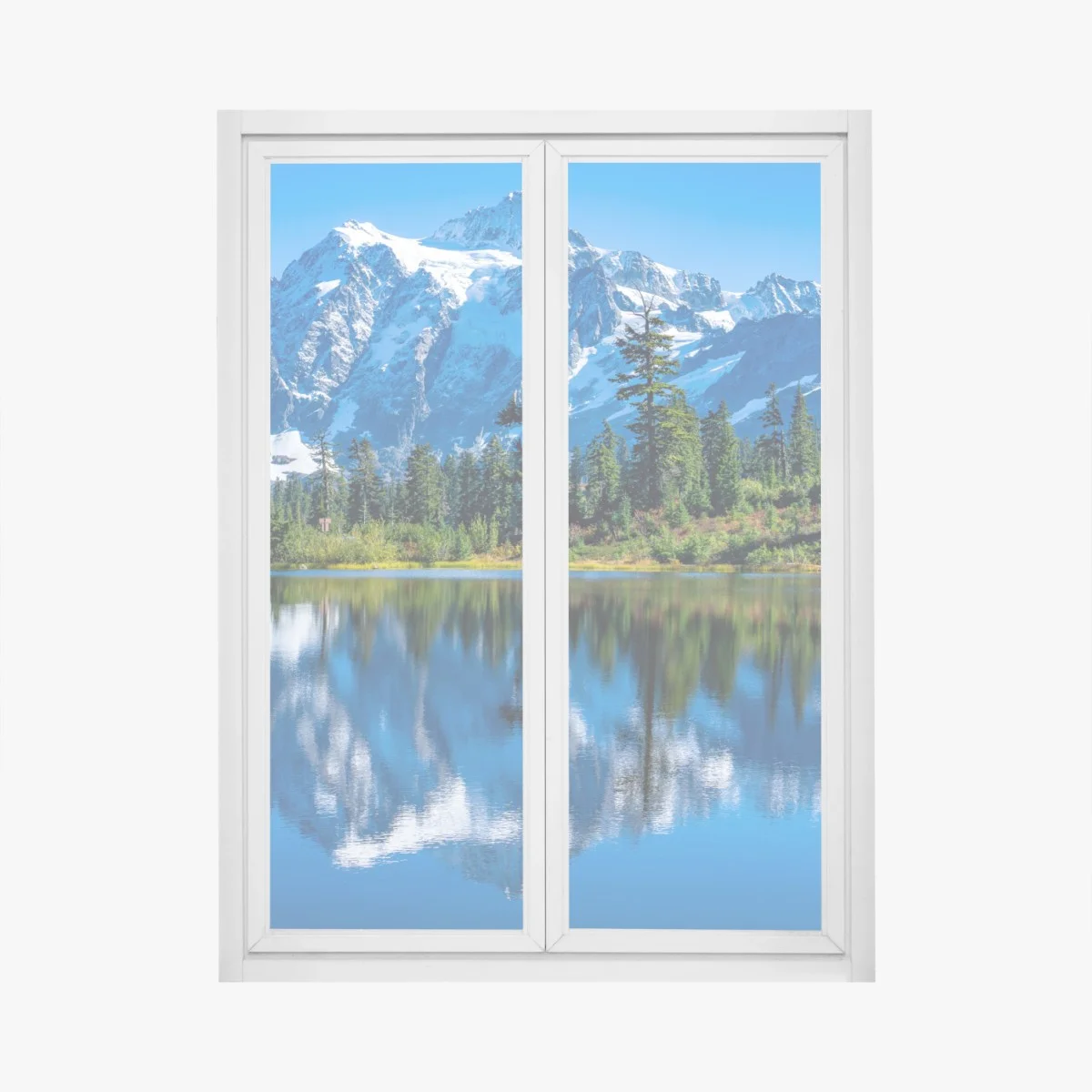 Pegatina para ventana reflejo de montaña nevada en lago sereno – Pixers® Pegatina para ventana reflejo de montaña nevada en lago sereno – Pixers®
