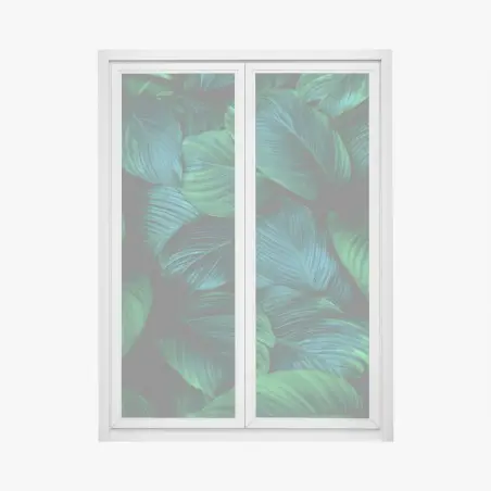 Pegatina para ventana patrón de hojas tropicales en verde profundo – Pixers®
