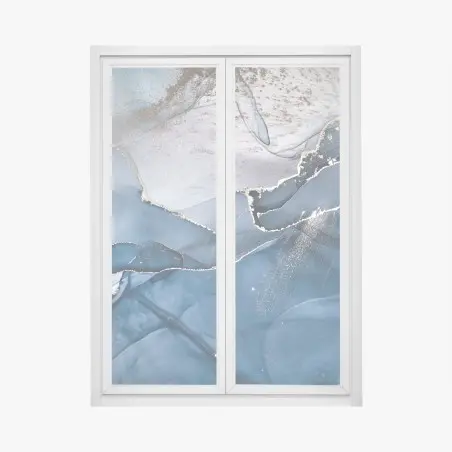 Pegatina para ventana paisaje abstracto en tinta alcohólica azul y dorada – Pixers®