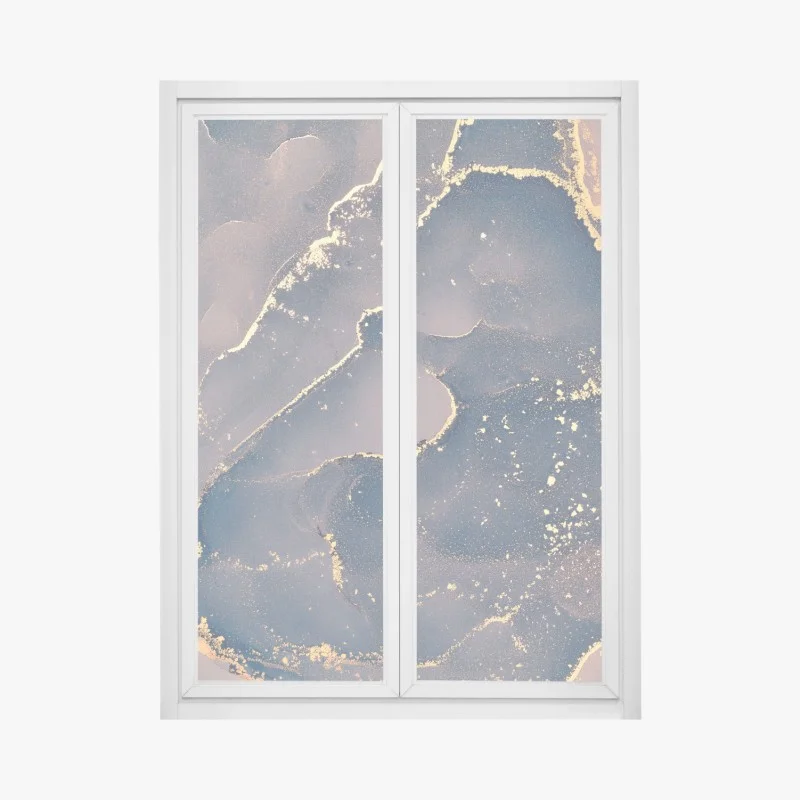 Pegatina para ventana abstracción marina con vetas doradas