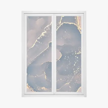 Pegatina para ventana abstracción marina con vetas doradas – Pixers®