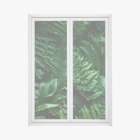 Pegatina para ventana hojas tropicales en verde profundo – Pixers®