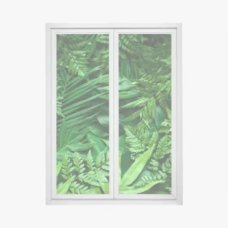 Pegatina para ventana follaje tropical exuberante en tonos verdes – Pixers®