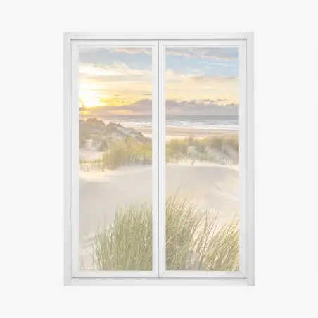 Pegatina para ventana atardecer dorado en las dunas de Ameland – Pixers®