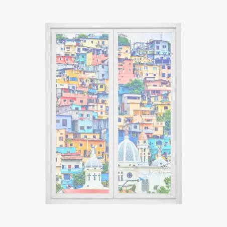 Pegatina para ventana colores del cerro Santa Ana, Guayaquil – Pixers®