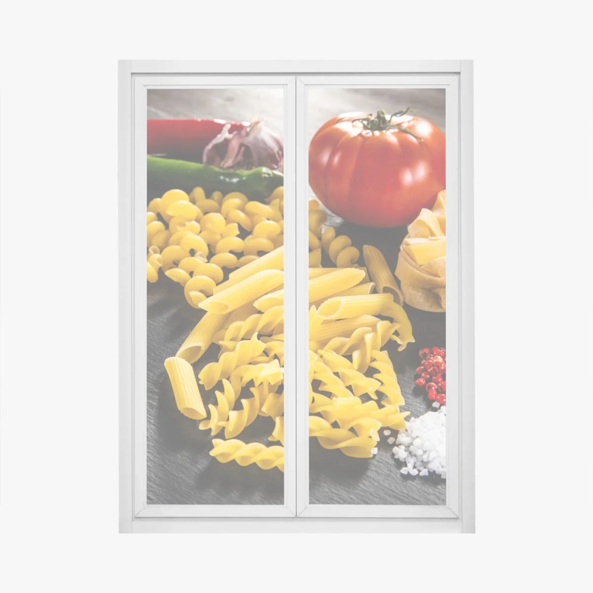 Pegatina para ventana composición de pasta y especias mediterráneas – Pixers® Pegatina para ventana composición de pasta y especias mediterráneas – Pixers®