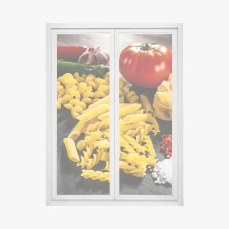 Pegatina para ventana composición de pasta y especias mediterráneas – Pixers®